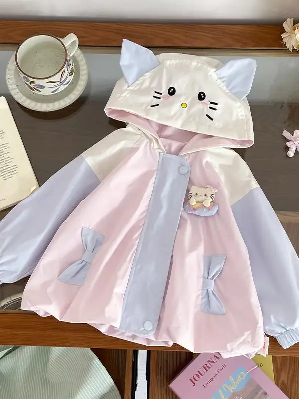 

Cute Pattern Children's Hooded Jaet Spring 2026 New Sle Baby Girl Cotton Casual Outerwear Trendy Zipper Closure
