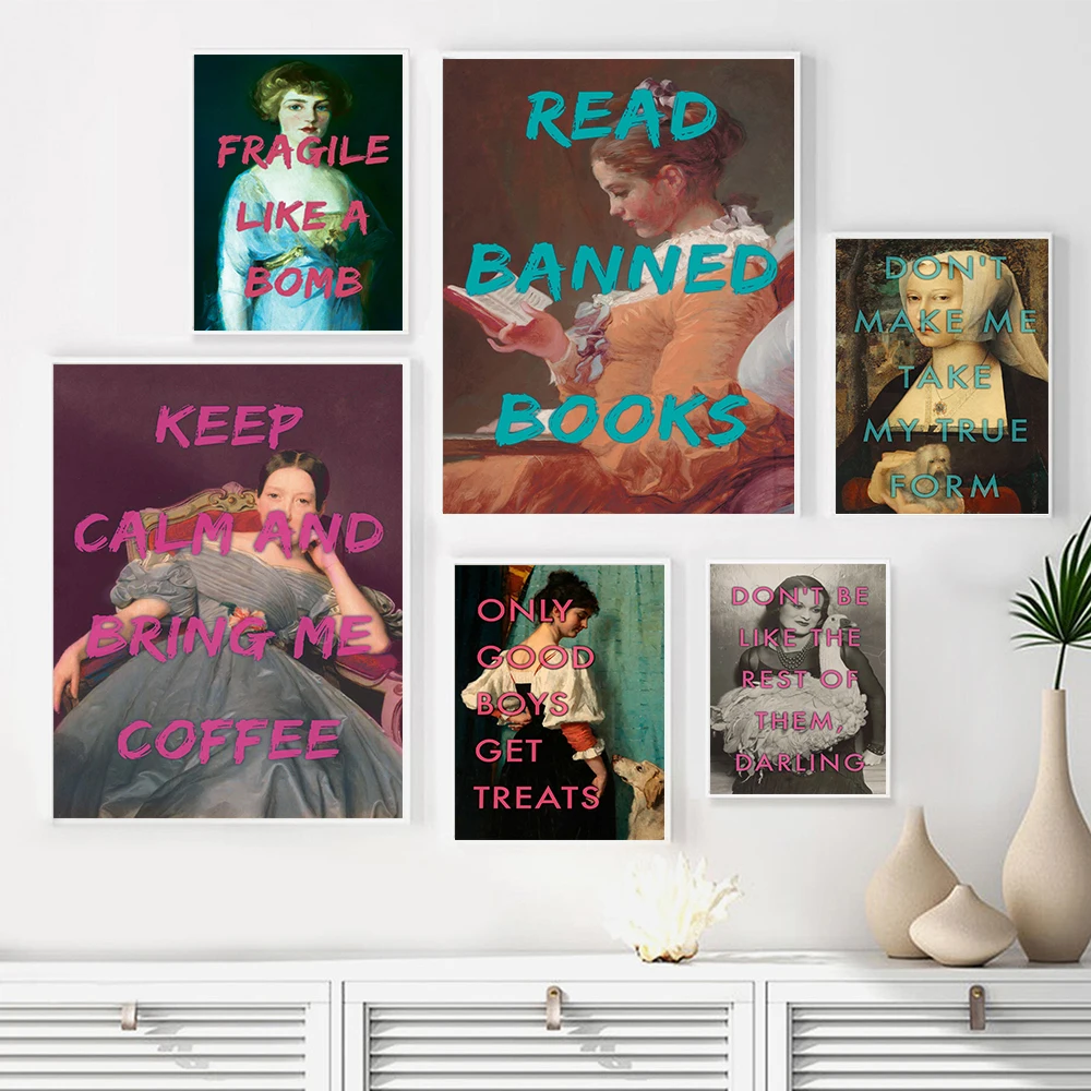 

Feminist Retro Wall Art Poster Print Funny Lover Gift For Her Vintage Literary Female Quote Canvas Painting Bed Room Home Decor