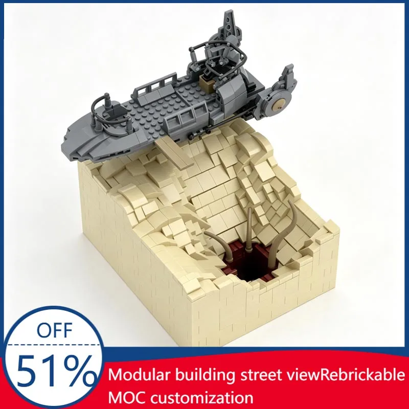 

1233pcs Desert Battle Skiff Diorama Building Blocks Model Diy Assembly Educational Toy Creative Collection Display Birthday Gift