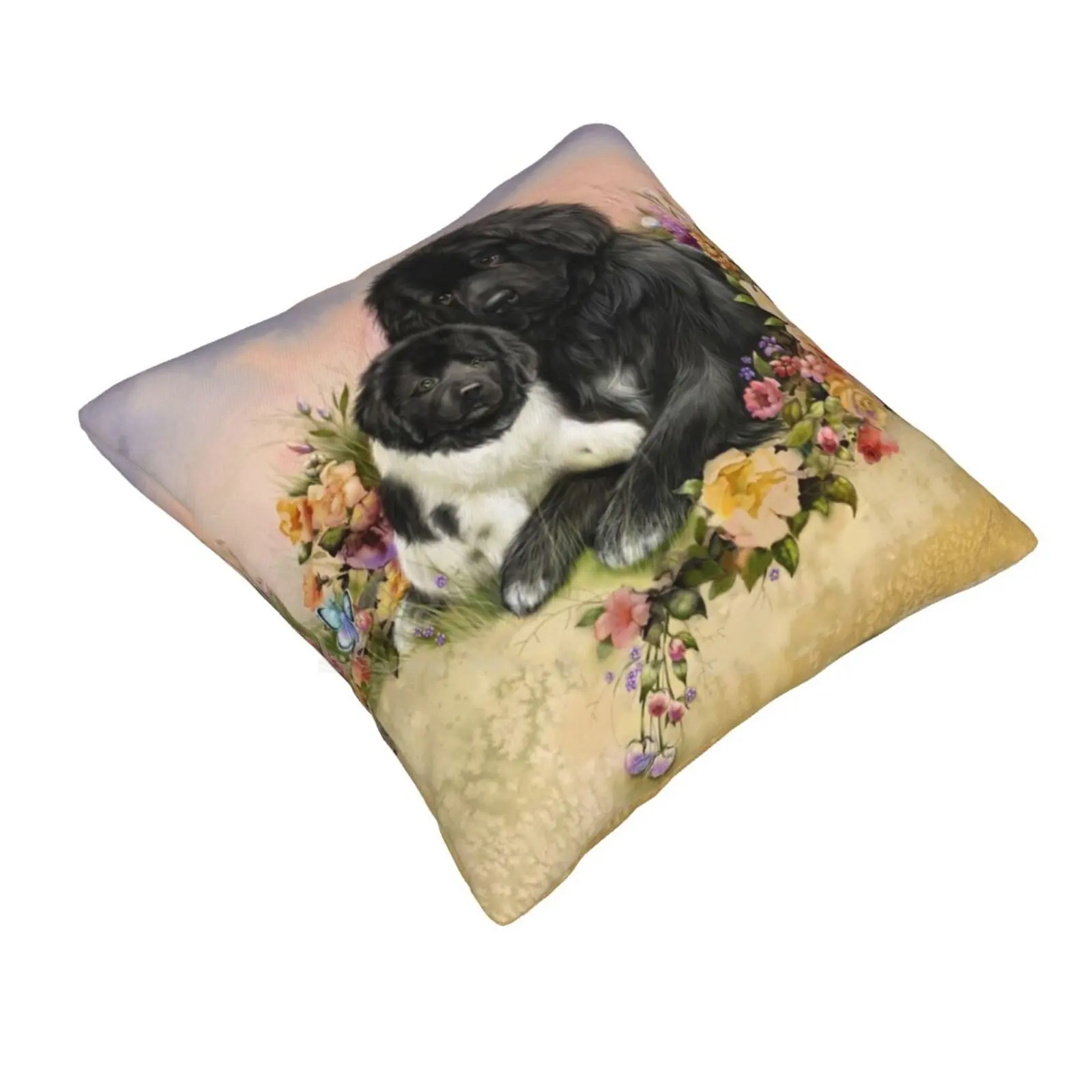 Newfie And Baby Landseer Home Sofa Car Cushion Cover Pillowcase Newfie And Baby Newfie