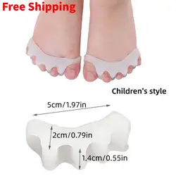 2pcs=1pair Five Color Soft Gel Children Toe Separator Wearable Shoes Valgus Bunion Corrector Foot Orthotics Adjuster Care Tools