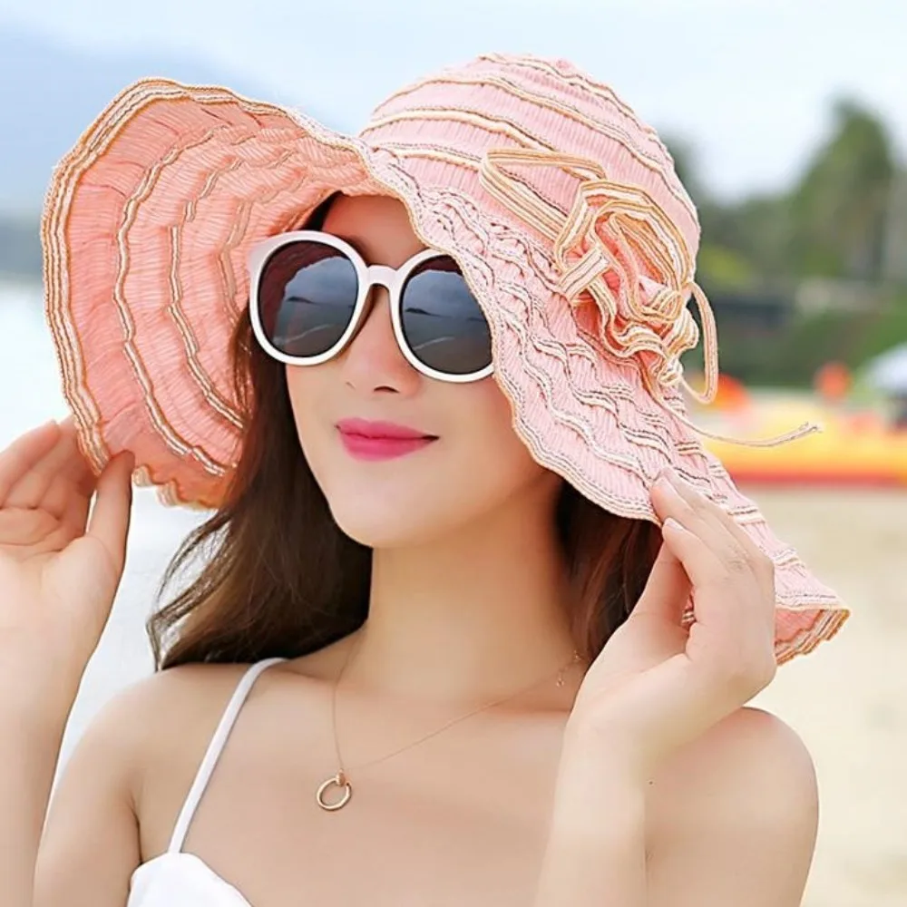 Fashion UV Protection Collapsible Sunhat Washable Wide Brim Sun Protection Cap Solid Color Breathable Fisherman Hats Holiday