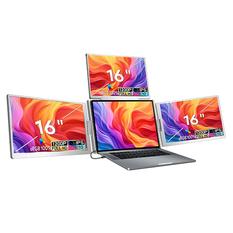 

FOPO S788 Quad Laptop Mon itor SRGB 100% 16-дюймовый портативный тройной удлинитель экрана с одним кабелем для подключения экрана