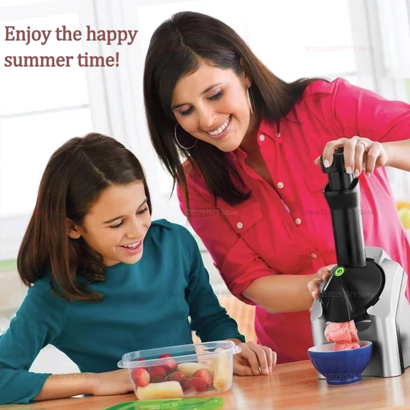 ماكينة صنع الآيس كريم المنزلية المحمولة الأوتوماتيكية بالكامل، حلوى فواكه مجمدة صغيرة مدمجة، عصير، زبادي، شاكر، تشغيل بنقرة واحدة