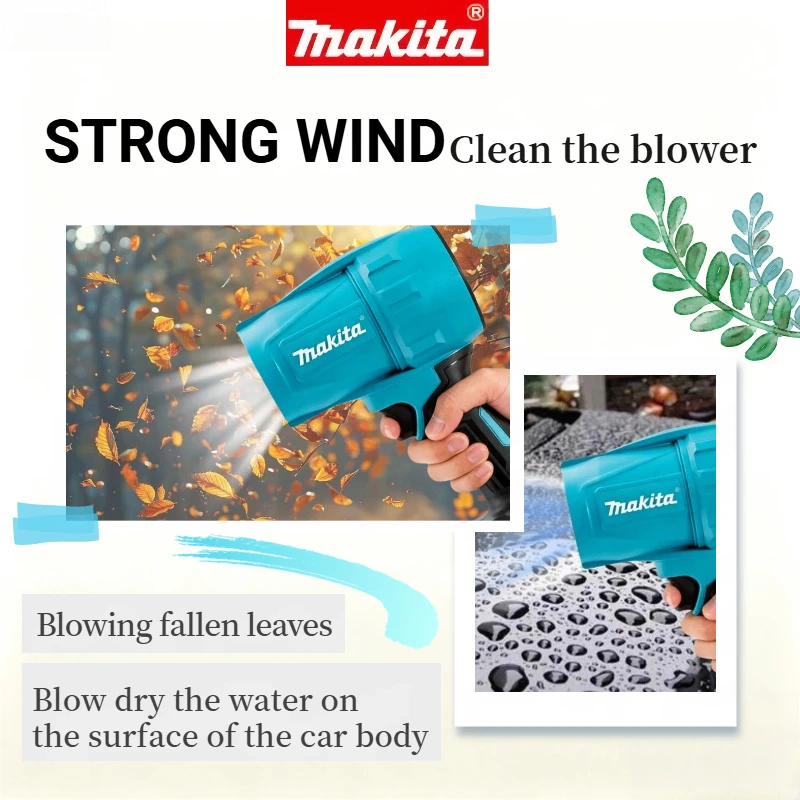 

Воздуходувка Makita 30000 об/мин, турбовентилятор, 18В, электрический пылесос, турбонаддув, перезаряжаемый инструмент для чистки автомобиля