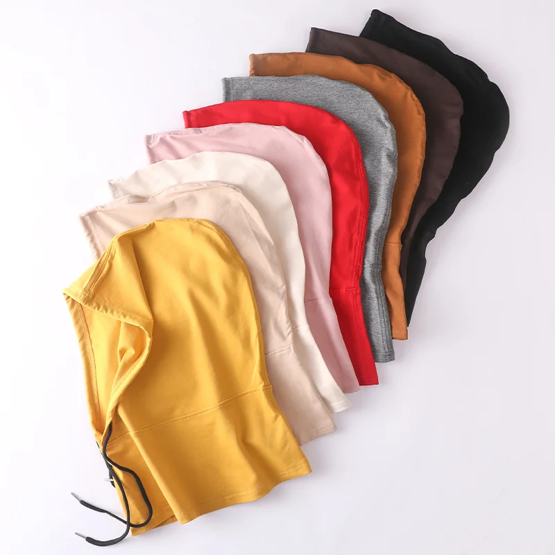100 Cotton Balaclava Soft Light Thin Self Hood Hat Hooded Summer Beanies Women Four Season Men Sleeping Caps Running Streetwear