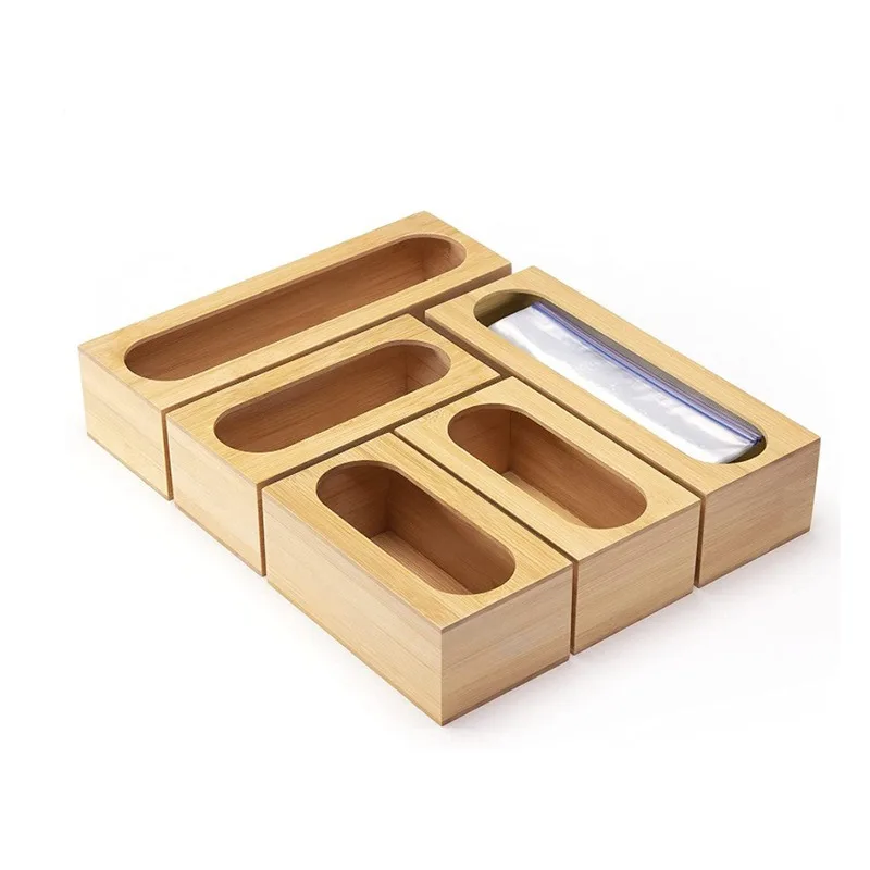 

Bamboo Kitchen Storage Box 5-piece Set Kitchen One-time Food Bag Kitchen Drawer Storage Box Multifunctional Storage Box