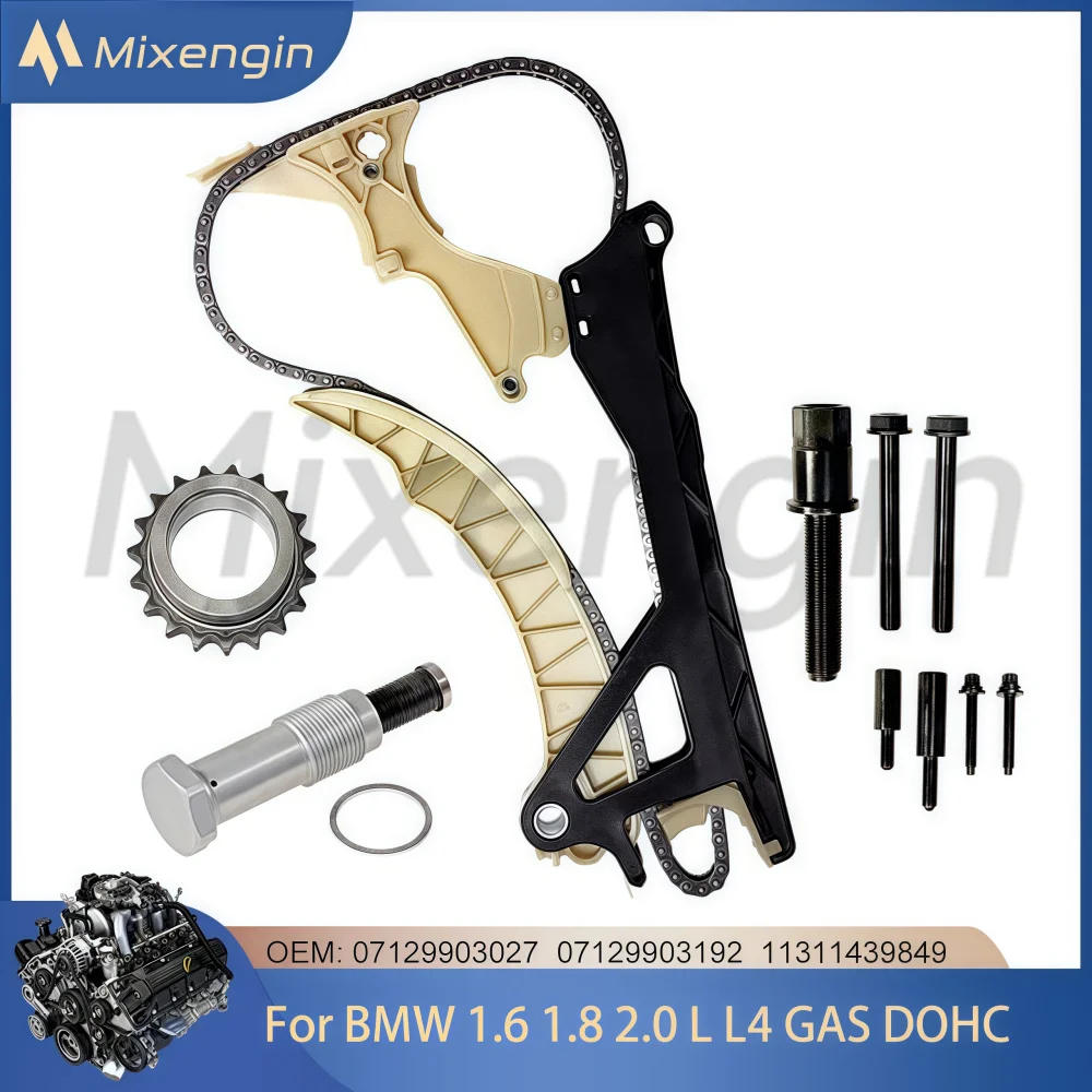 Engine Parts Timing chain kit Fit 1.6 1.8 2.0 L L4 GAS DOHC For BMW E81 E87 E88 E82 E46 E90 E93 E92 E91 E60 N42 N46 07129903027