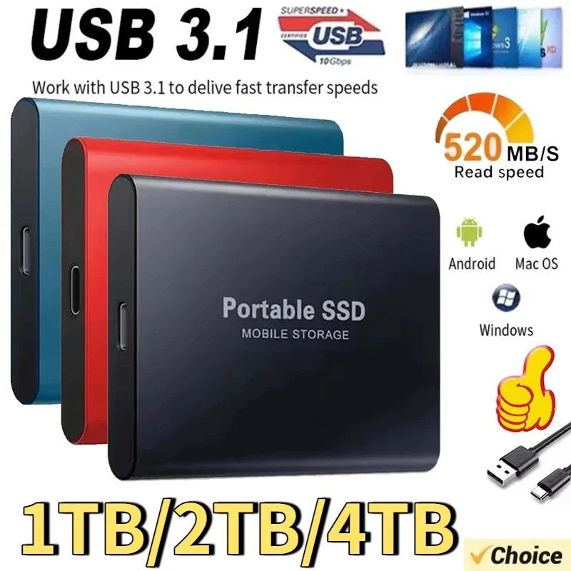 【Brand+】Nuevo SSD Externo 2026 de 1TB/2TB/4TB, Disco Duro Portátil Duradero de Alta Velocidad, Unidad de Estado Sólido Original para PC/Laptop/Teléfono/Mac