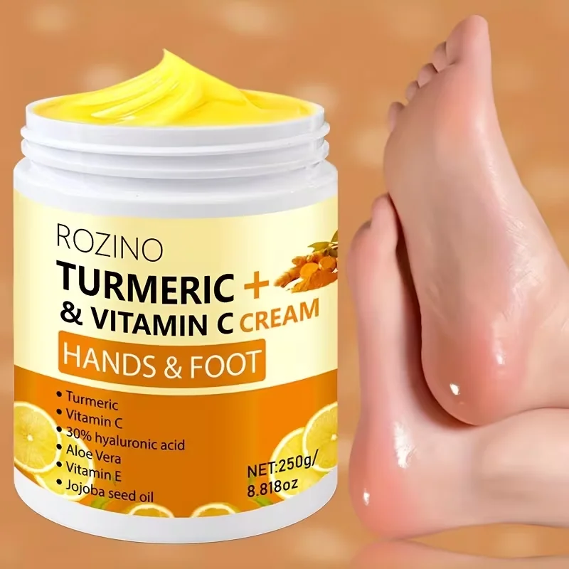 【Ultra Anti-Cracking】250G Turmeric Cracked Hand and Foot Care Cream - Anti-Cracking Repair Cream, Highly Moisturizing and Nourishing, Light Beige Color. Can Be Used on Dry Areas Such as Hands, Back of Feet, Ankles, Elbows, Etc. Suitable for Light Beige Skin That Is Dry and Chapped. Gentle and Non-Irritating, Suitable for Everyone to Use