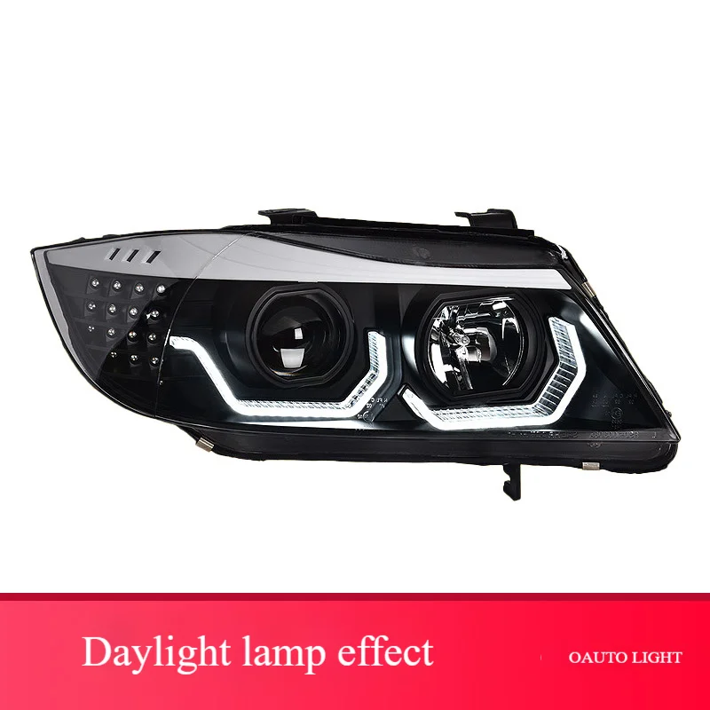 For BMW 3 Series E90 06-12 Headlight Assembly Modification Spoon Shaped Angel Eye LED Flowing Turn Signal New Condition 12V