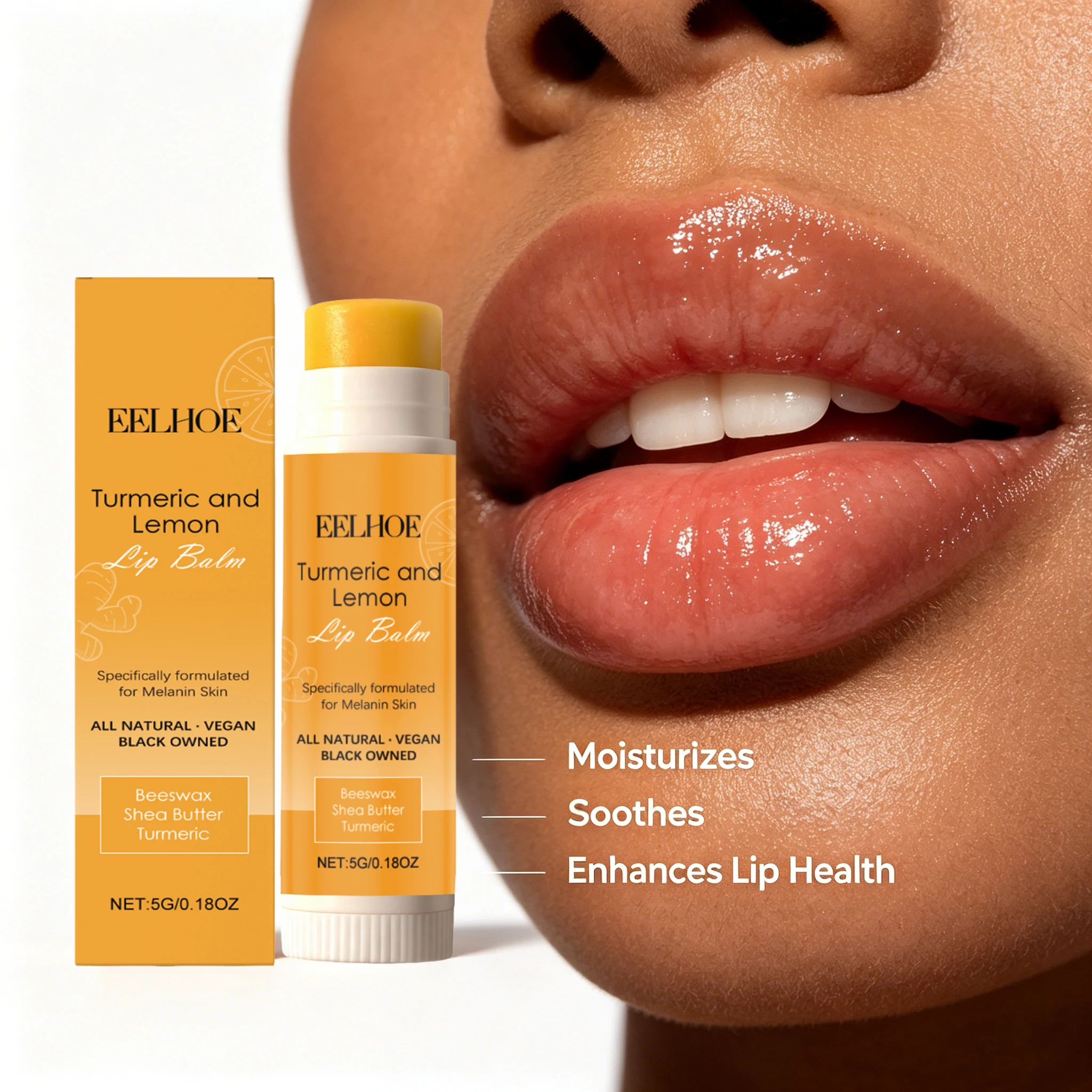 Turmeric Lemon Lip Balm Natural Shea Butter Lip Treatment For Dark Melanin Remove Hydrating Vegan Pre-Makeup Base Lip Stick