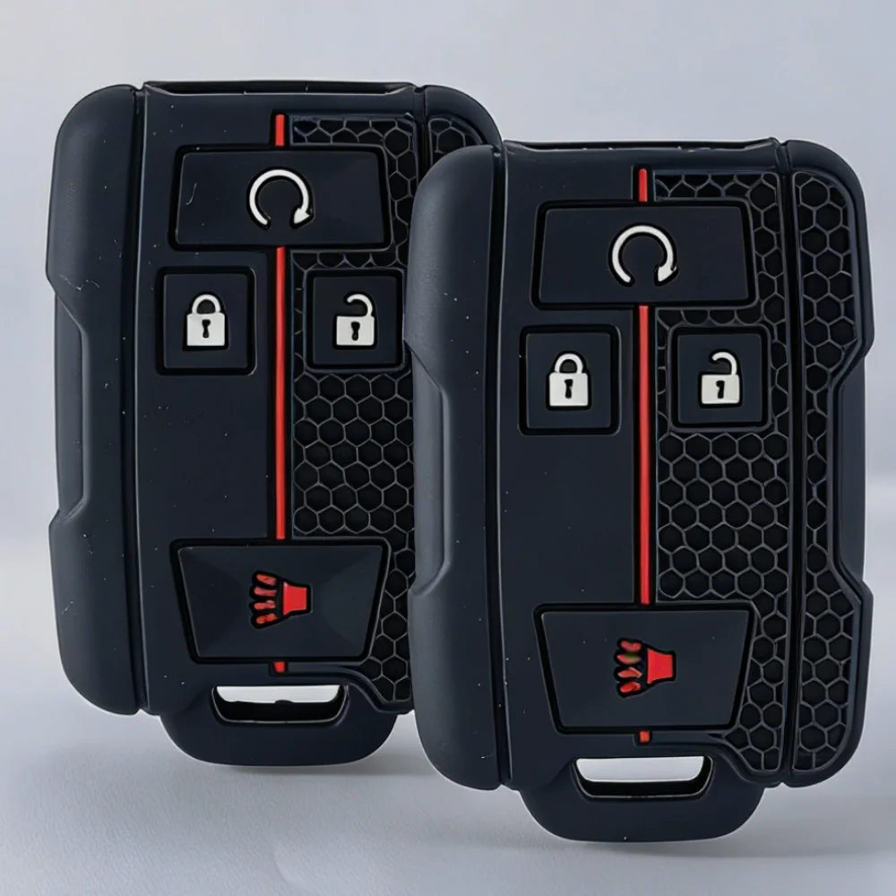Silicone Car Key Cover Case Fob for Chevrolet Suburban Silverado GMC Terrain Yukon Tahoe Sierra Smart Auto Accessories Key Ring