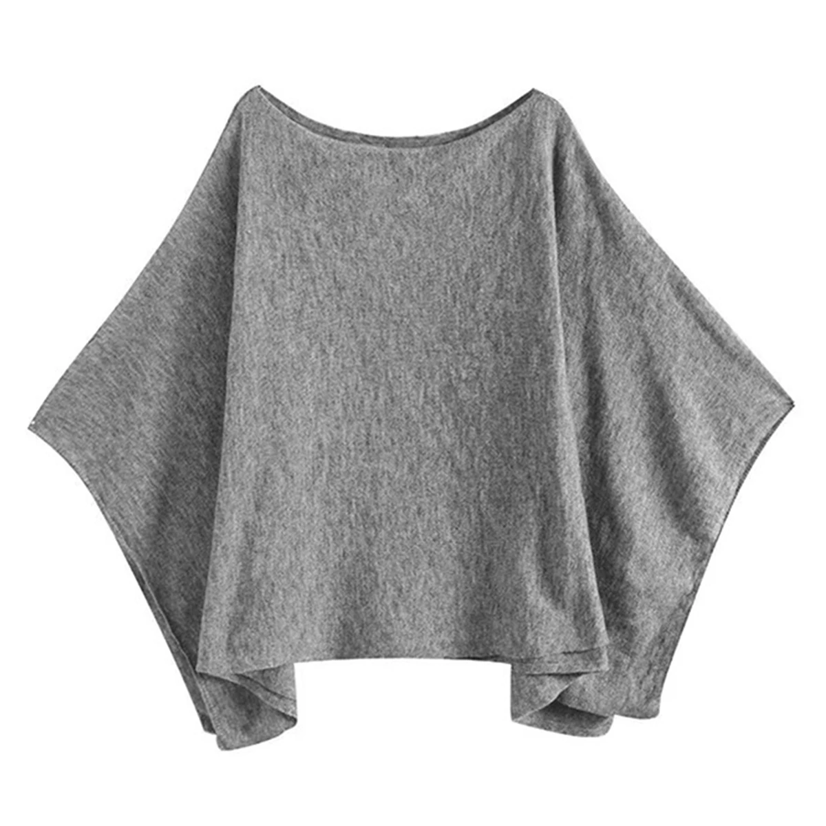 

Dave&Di Minimalist Grey Irregular Design Pullover Sweater Women Tops Fashion Ladies Batwing Sleeve Loose Knitwear