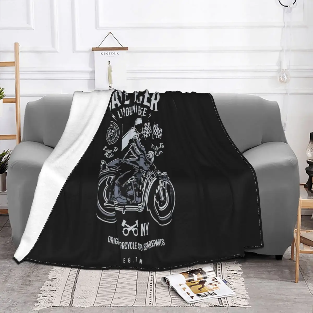 Cafe Racer Mens Funny Motorcycle Biker Motorbike Enthusiast Indian Bikemas Throw Blanket