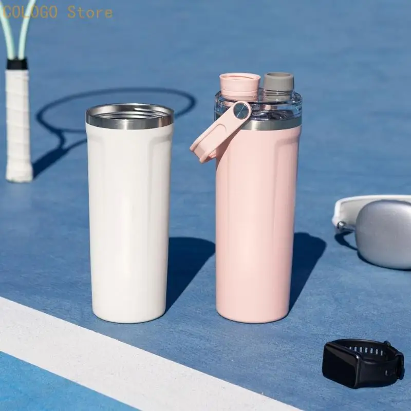 Stylish 304 Nonrust Steel Thermal Water Bottle 800Ml With Spouts For Easy Drinking During Workouts D0LD