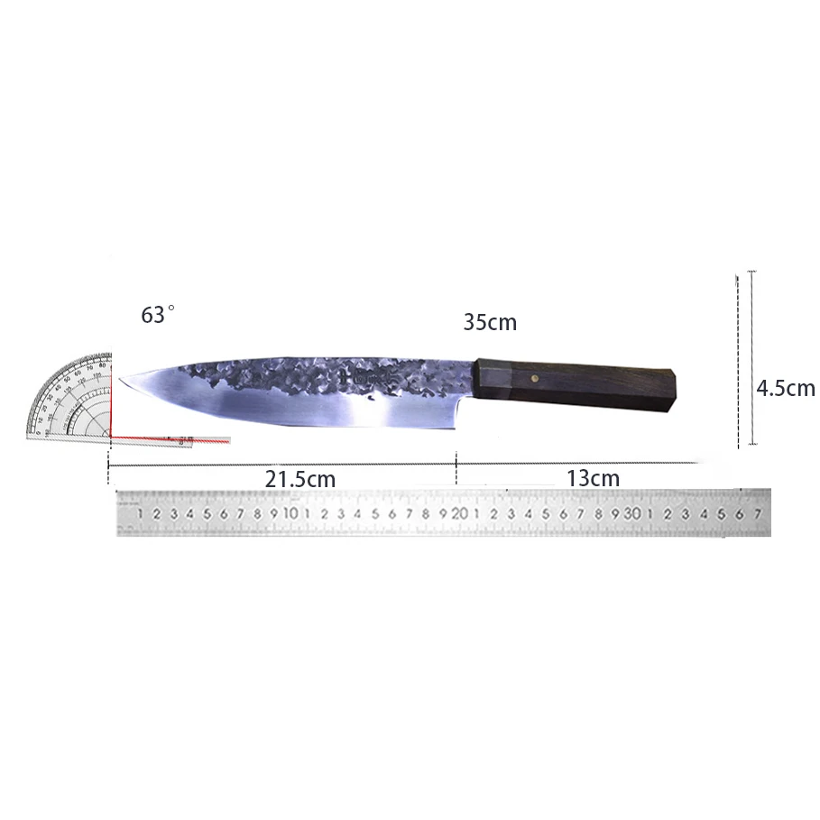 8.6 Inch Chef Knife Sharp Cleaver Meat Slicing Vegetables 7Cr17CoMoV Steel Blade Handmade Longquan Kitchen Knives Wood Handle