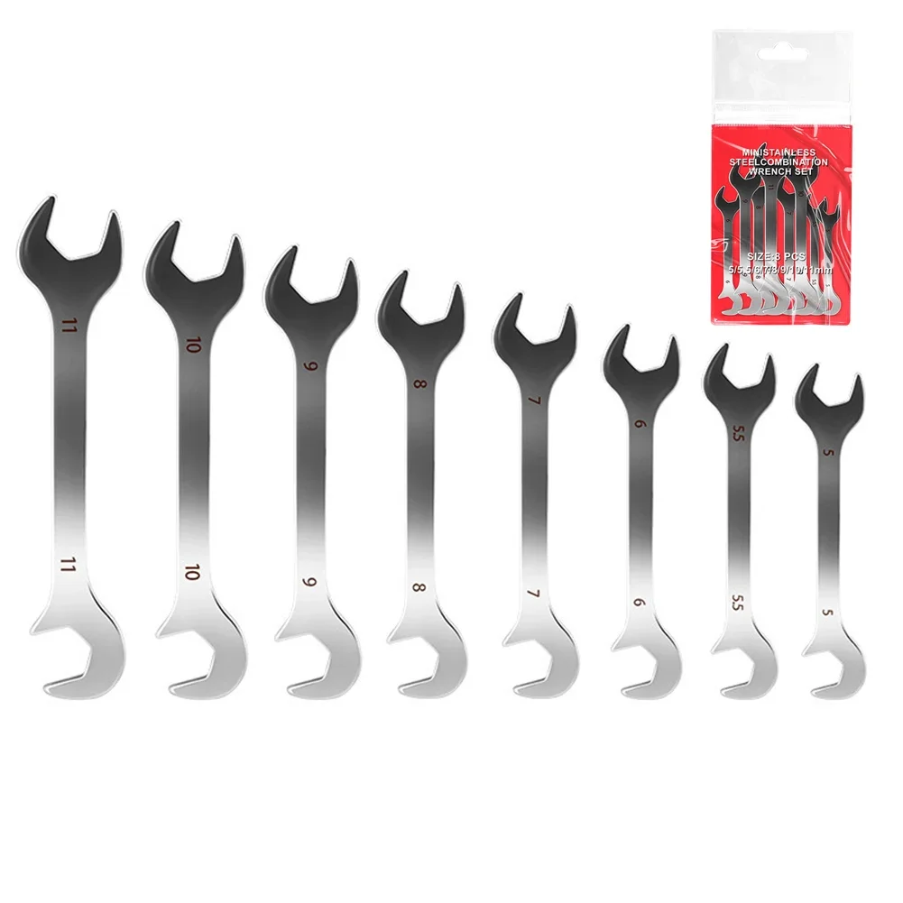 Automotive Tool Set 4mm, 4.5mm, 5mm, 5.5mm, 6mm, 7mm, 8mm, 9mm, 10mm, 11mm Double Open End Wrench Efficient Project Completion