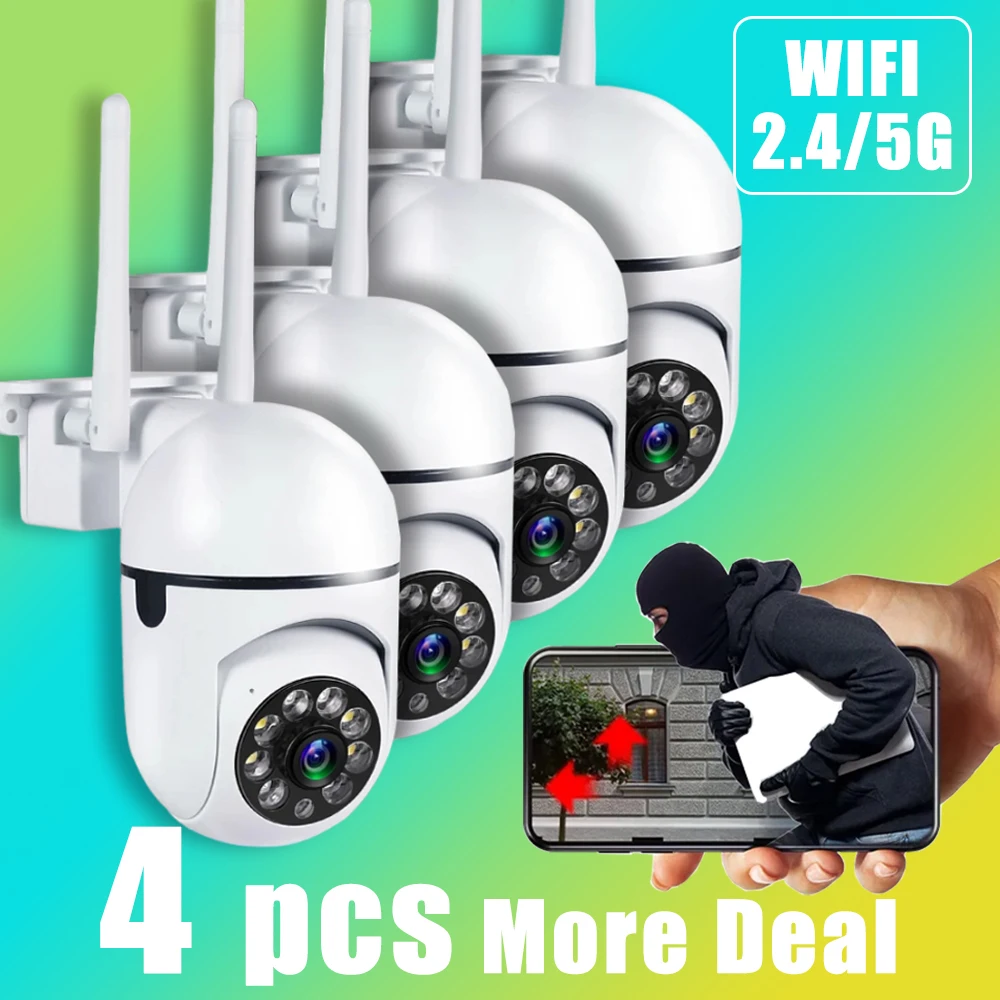 Caméra de surveillance WiFi HD 3MP/1080p, dispositif de sécurité domestique sans fil, avec vision nocturne et détecteur de mouvement