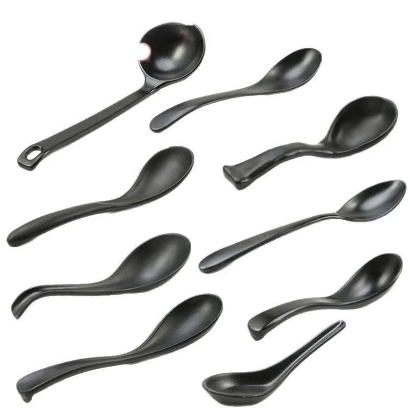 

Commercial restaurant ramen Malatang spoon black long handle spoon plastic
