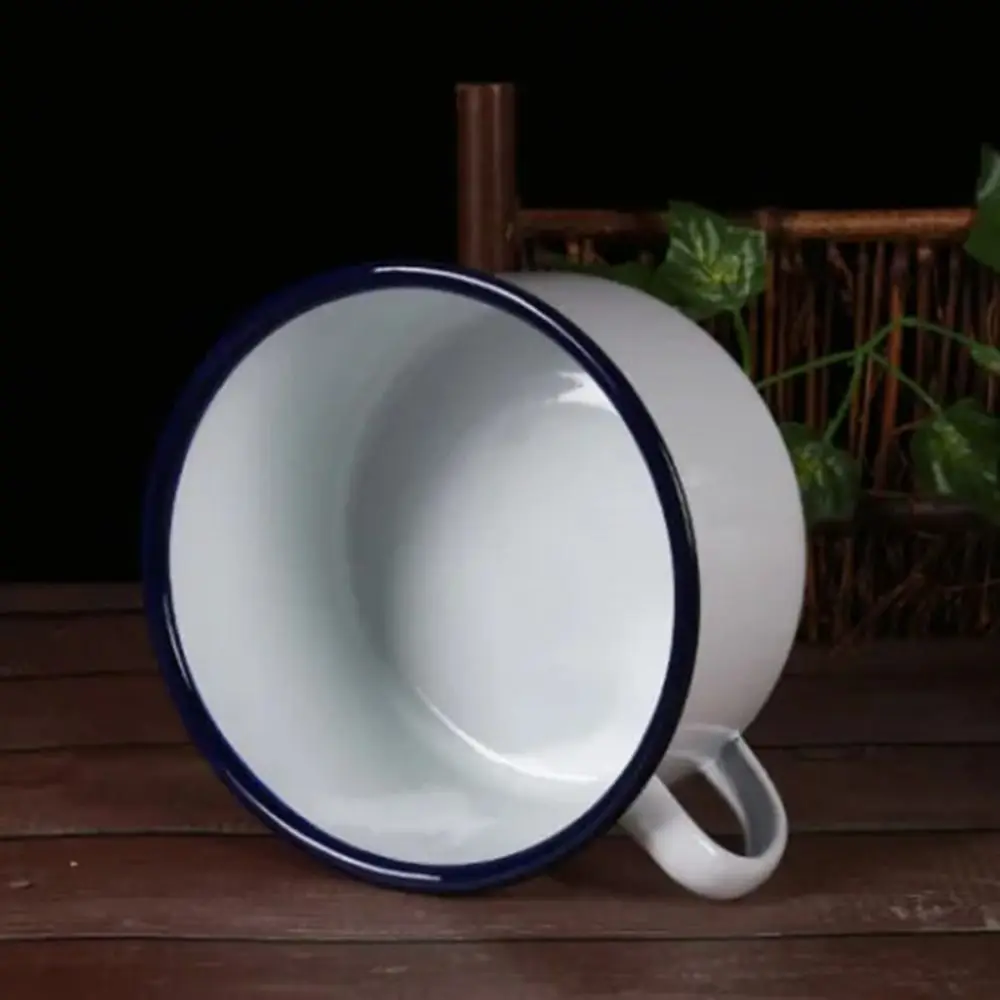 Household 1300ml Enamel Instant Noodle Bowl Handle with Lid Ramen Bowl Thickened Large Size Rice Bowl Soup