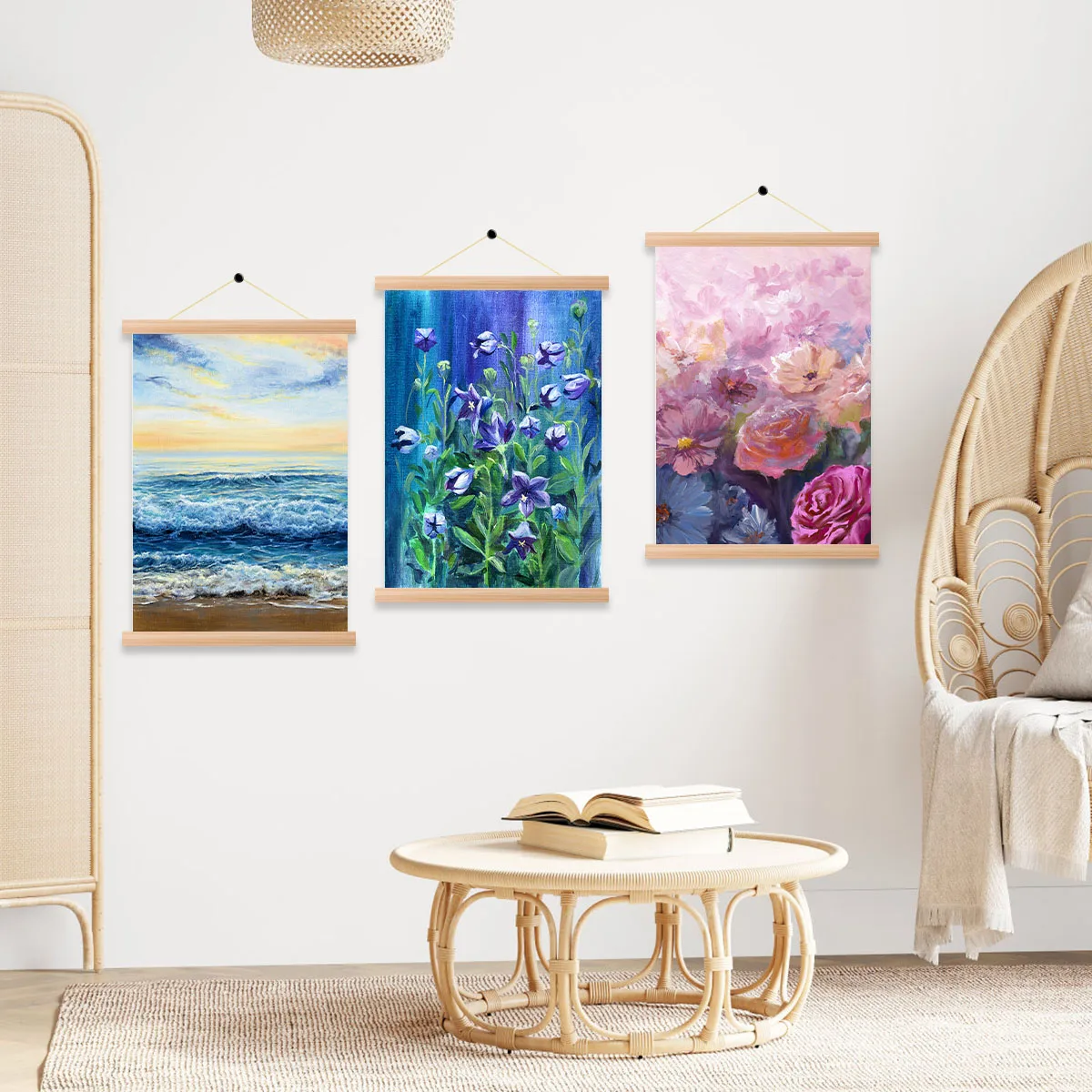 4pcs Picture Poster Hanger Frames Magnetic DIY Wood Hanging Rod Photo Wall Art Canvas Prints Painting Hang Rack Home Decor Easel view 5