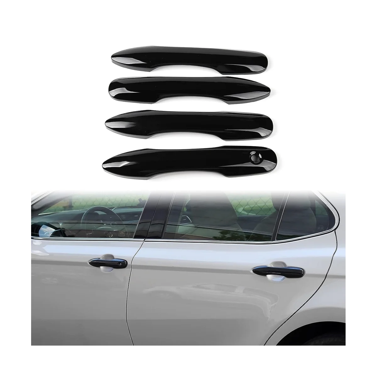 For Toyota Camry 2018-2023 Corolla 2020-2023 Car Door Handle Cover Trim Accessories (No Smart Key Holes, Glossy Black)