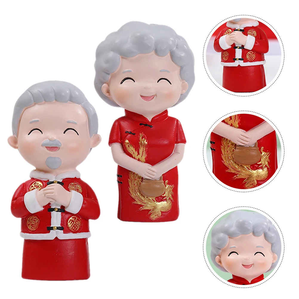 

1 Set Resin Elderly Couple Figurines Anniversary Wedding Cake Topper Table Decor Grandparent Ornament Loving Couple Statues For