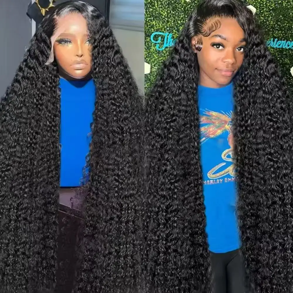 30 40 Inch Deep Wave Frontal Wig Transparent 13x6 HD Lace Frontal Human Hair Wigs Curly Human Hair Lace Frontal Wigs For Women 200 Densit