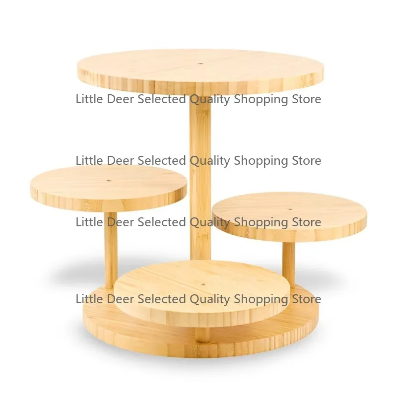 4 Tier Wooden Bamboo Wedding Cupcake Stand Cake Serving Tray Fruit Platter Cake Holder