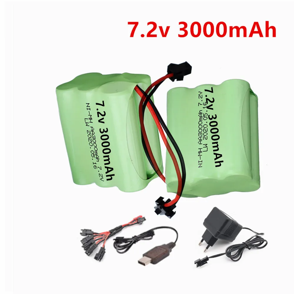 7.2v 3000mah AA NI-MH Battery RC Electric toys car boat Remote control Tank SM-2P PLUG