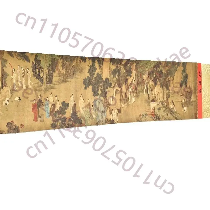 

Длинная свиток-картина «Радостная сцена» Цю Ина, традиционное китайское искусство, коллекция для домашнего декора
