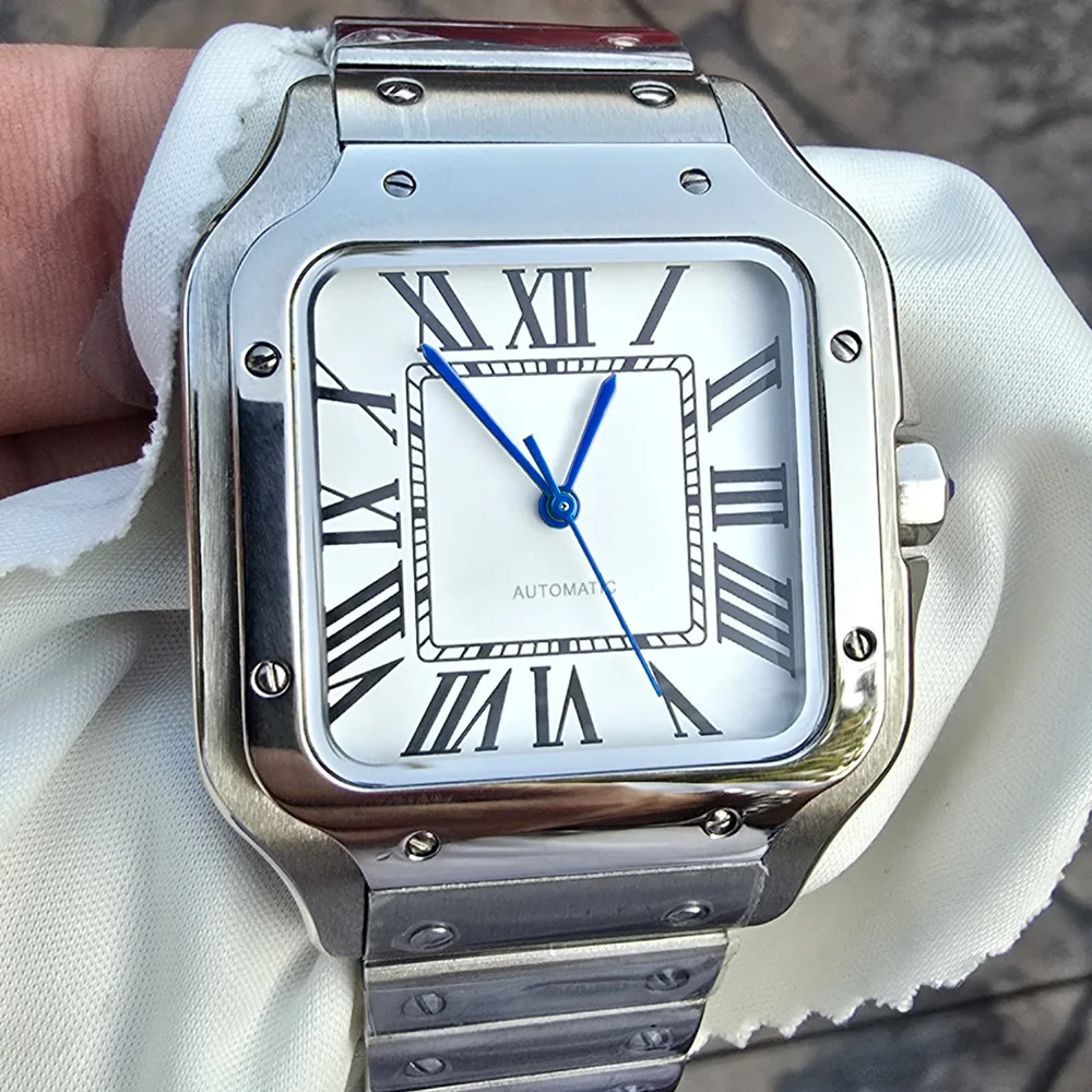 NH35 Watch For NH35 Movement Watch Square Dial Watch Roma Dial Watch Men's NH35 Square Watch NH35 Automatic Mechanical Watch