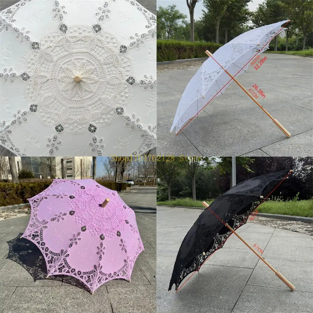 

Вязаный крючком зонтик с кружевной отделкой, смесь поликоттона, кружево знаменитостей, зонтик, украшение для свадебной лучшая