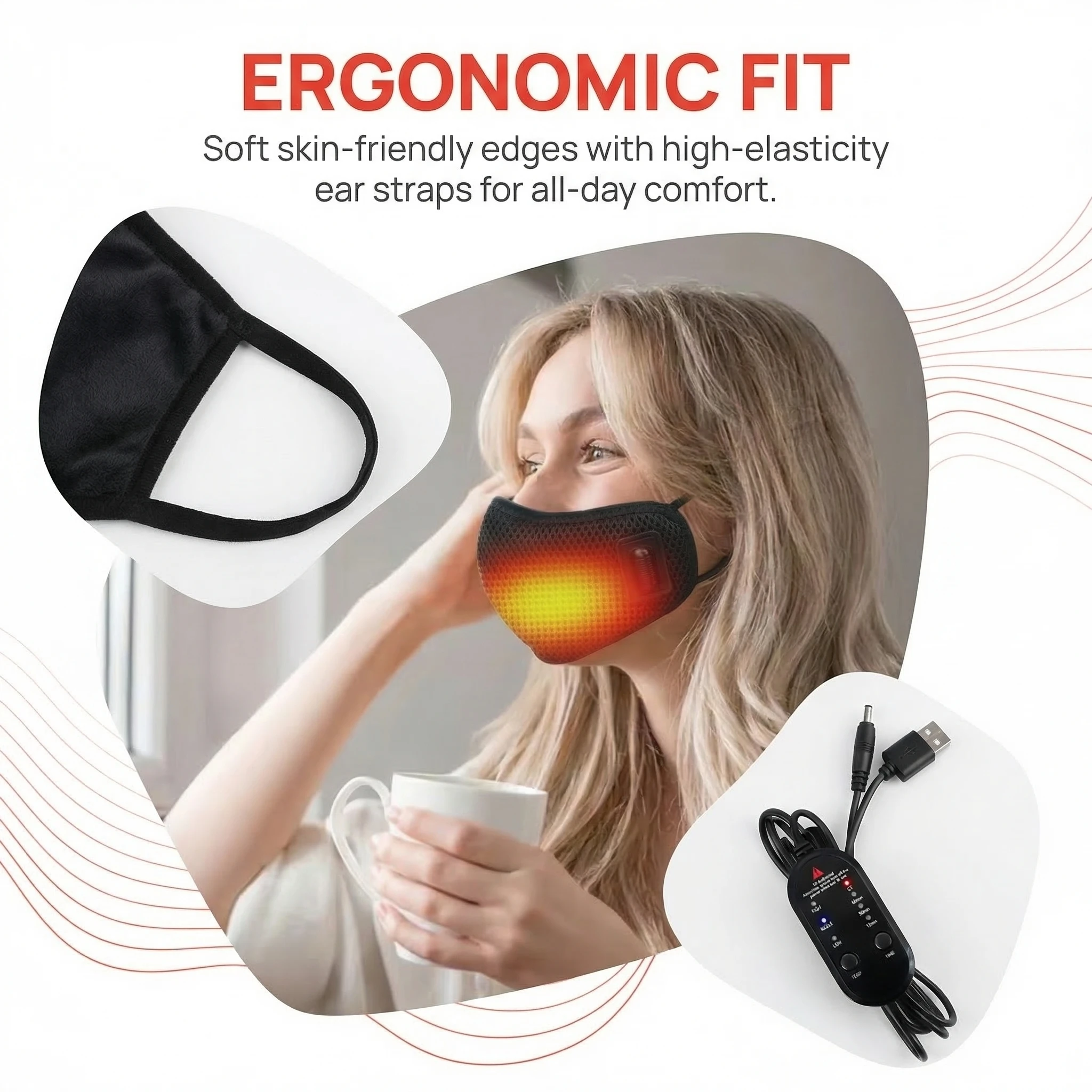 

Heat Nose Mask Heated Sinus Relief Heated Nose Face Mask for Sinus and Nasal Beauty Health Brain Stimulator