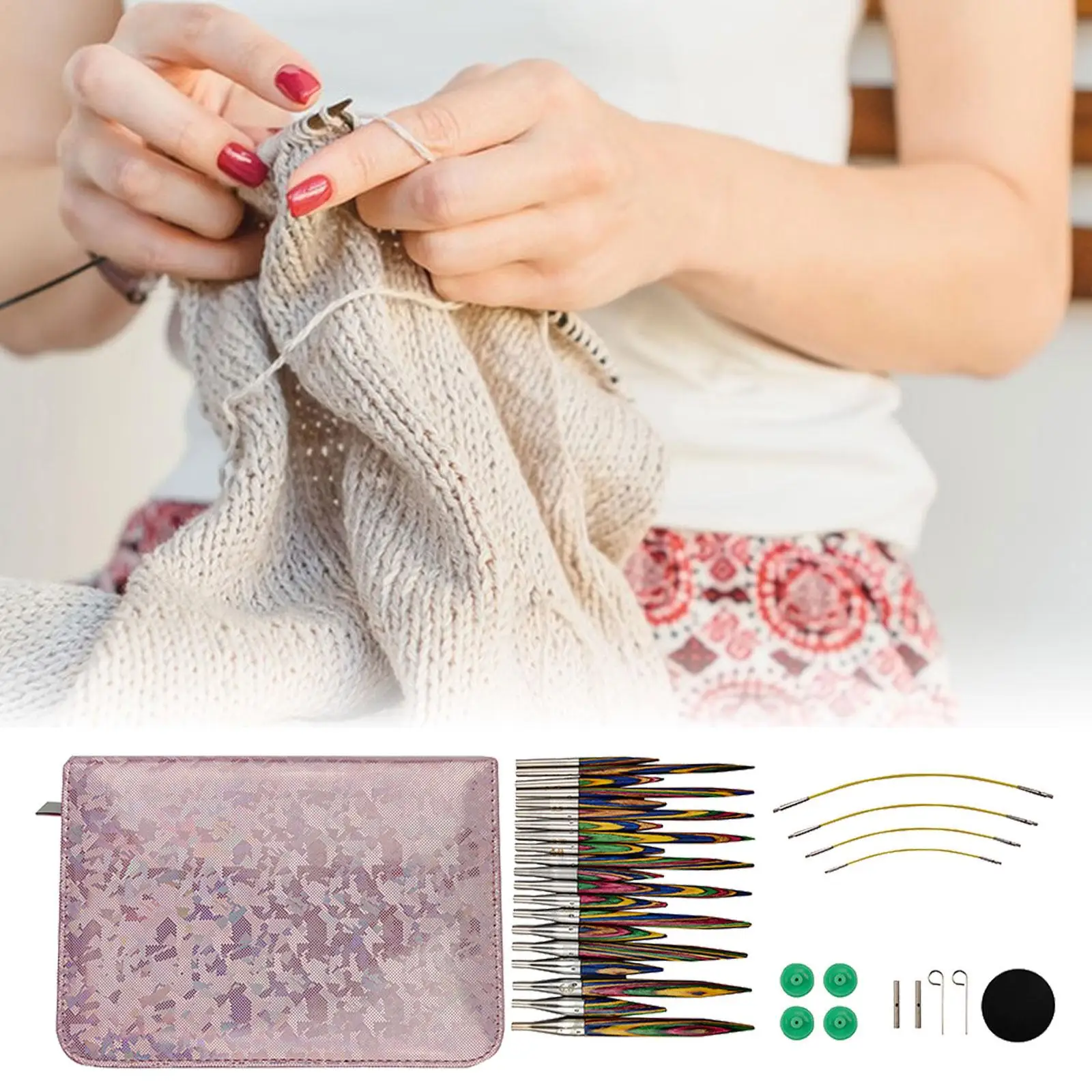 

Circular Knitting Needles Set Round Needle for Sweater Beginners Sleeves