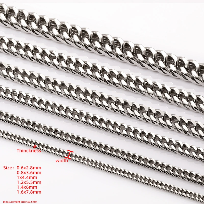 Stainless Steel Double Woven Four‑Sided Grinding Chain DIY Necklace Bracelet Charm Jewelry Accessories Wholesale