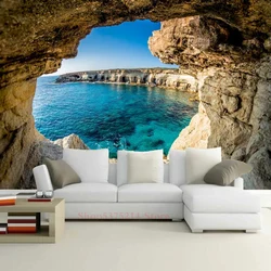 Natural Lake Stone Cave 3D Wallpaper For Bedroom Wall Decorative Wall Paper Custom Any Size Panoramic Mural Living Room Painting