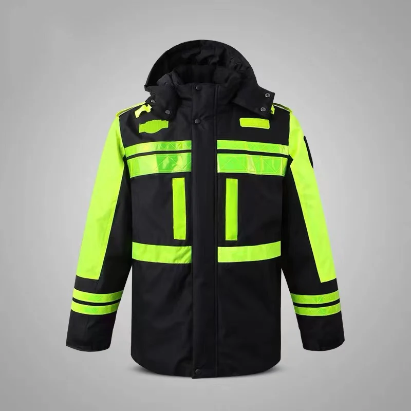 Plus Size High Visibility Cotton Winter Cold-Proof Safety Reflective Suit Road Safety Motorcycle Riding Reflective Jacket