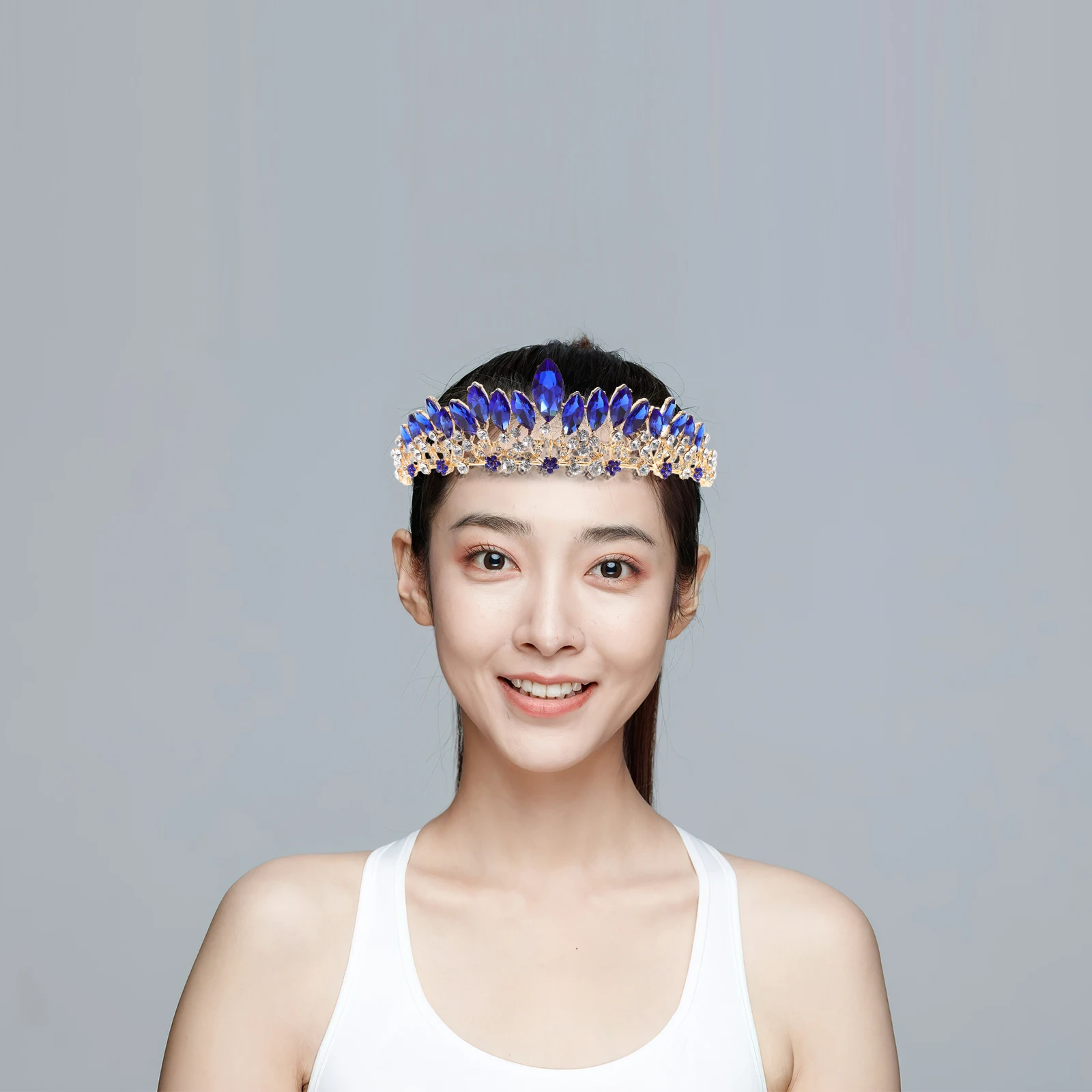 

Rhinestone Bridal Crown Hair Accessories Wedding Headb Green Pink Leaf Style For Bride Prom Birthday Party
