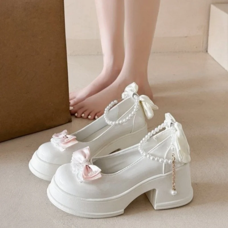 *Fashionable Hot Selling Sexy Mary Jane Shoes for Women Spring/Autumn New Round Toe Square Heel Comfortable Casual Single Shoes