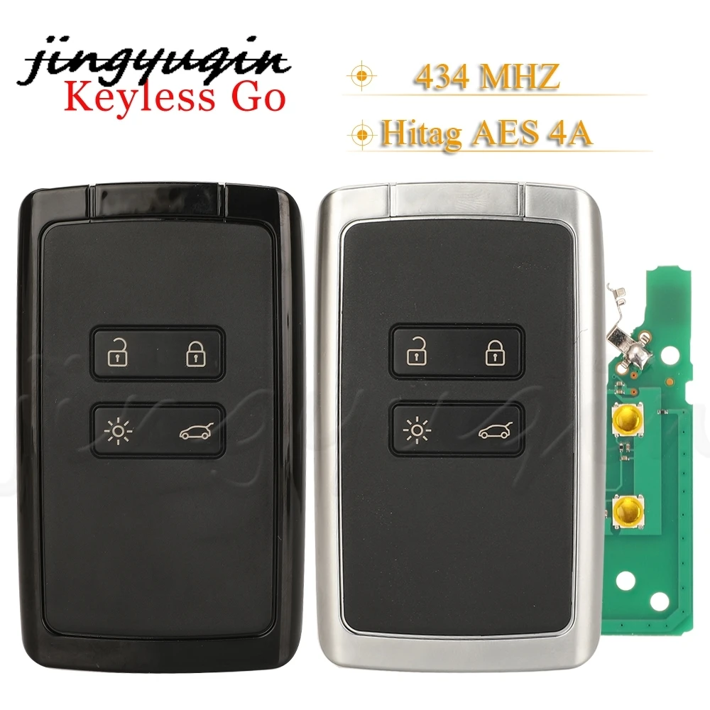 

jingyuqin 4Buttons Keyless Go Car Remote Key 434mhz Hitag AES 4A pcf7953M For Renault Megane 4 Talisman Kadjar Espace 5