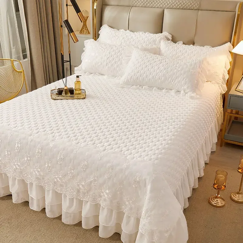 Gestepptes, verdicktes weißes Bettlaken, Sommer-Tagesdecke, Paar-2-Personen-Bettwäsche, luxuriöse Doppelbett-Bettwäsche, King-Size-Bett, 180 x 240 cm