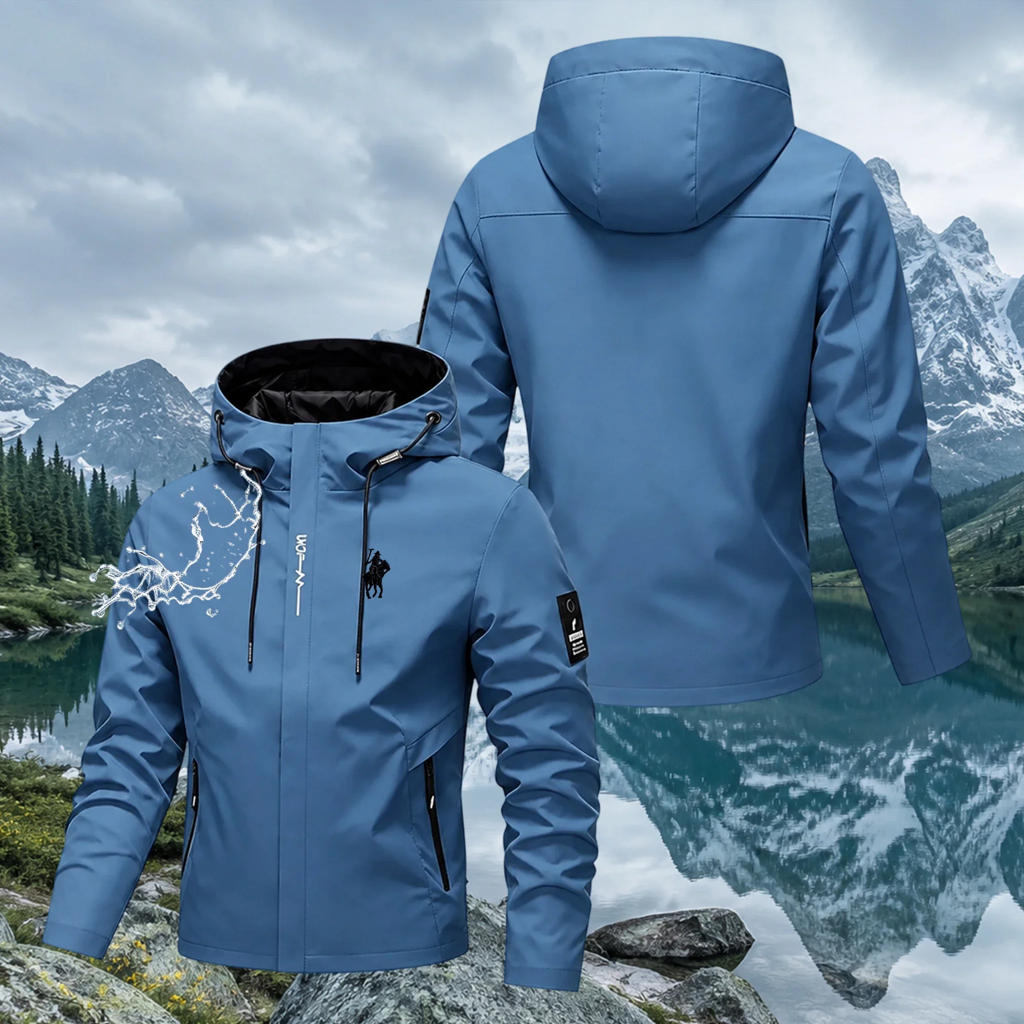 Korean Style Dark Navy Lightweight Hooded Windbreaker, Loose Drawstring Outdoor Hiking Commute Jacket