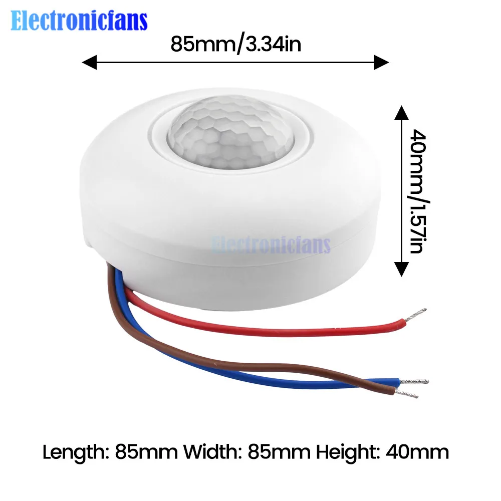 Interruptor de Sensor infrarrojo humano inteligente AC85-265V, detección de ángulo de cono de 360 grados, Sensor de movimiento PIR, Interruptor de