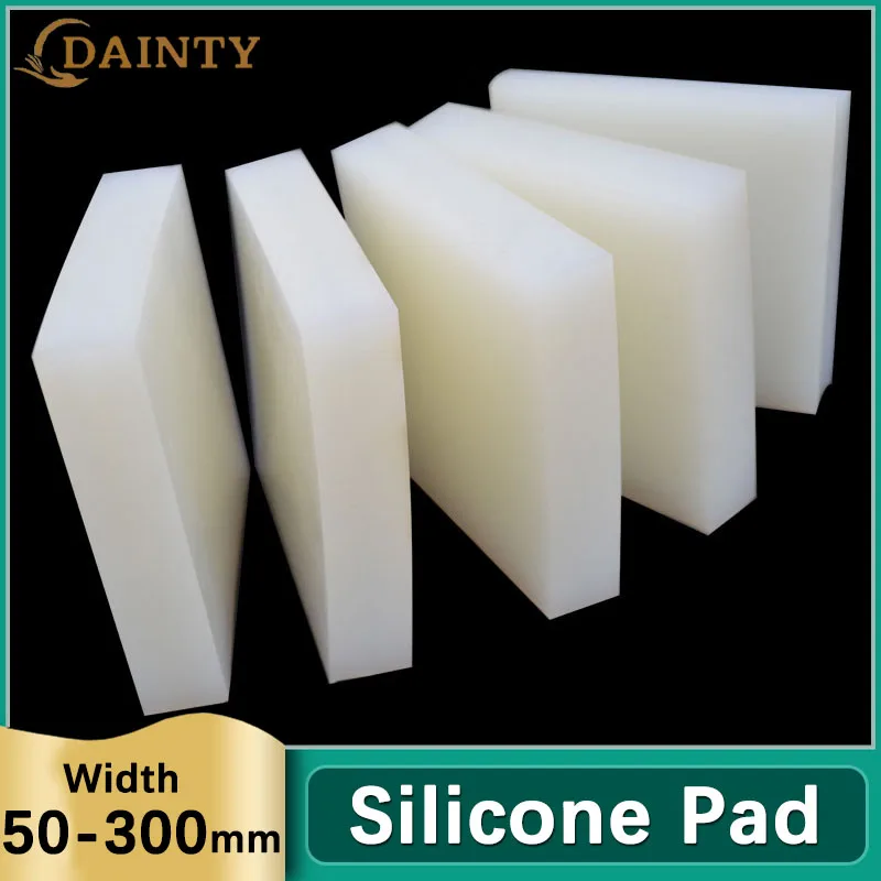 White Silicone Rubber Sheet Square Silica Gel Board VMQ Plates Pads Shock-proof High Temperature Pad Width 50/100/150/200-300mm