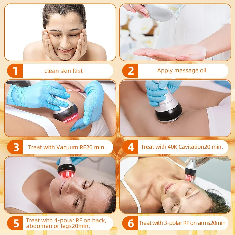 4 In 1 Terapi Vakum Kavitasi RF Frekuensi Radio Penghilang Lemak Mesin Pelangsing Tubuh Instrumen Pembentuk Pijat Ultrasonik