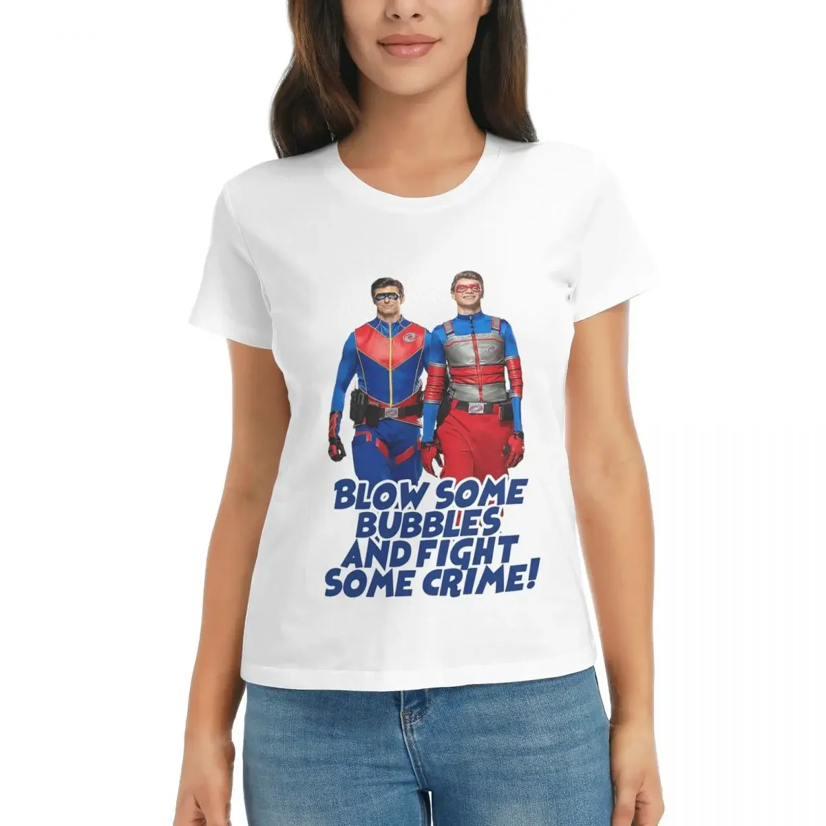 Blow Some Bubbles And Fight Some Crime Henry Danger Camisetas de manga curta de verão com gola redonda, camisetas de algodão, roupas, streetwear
