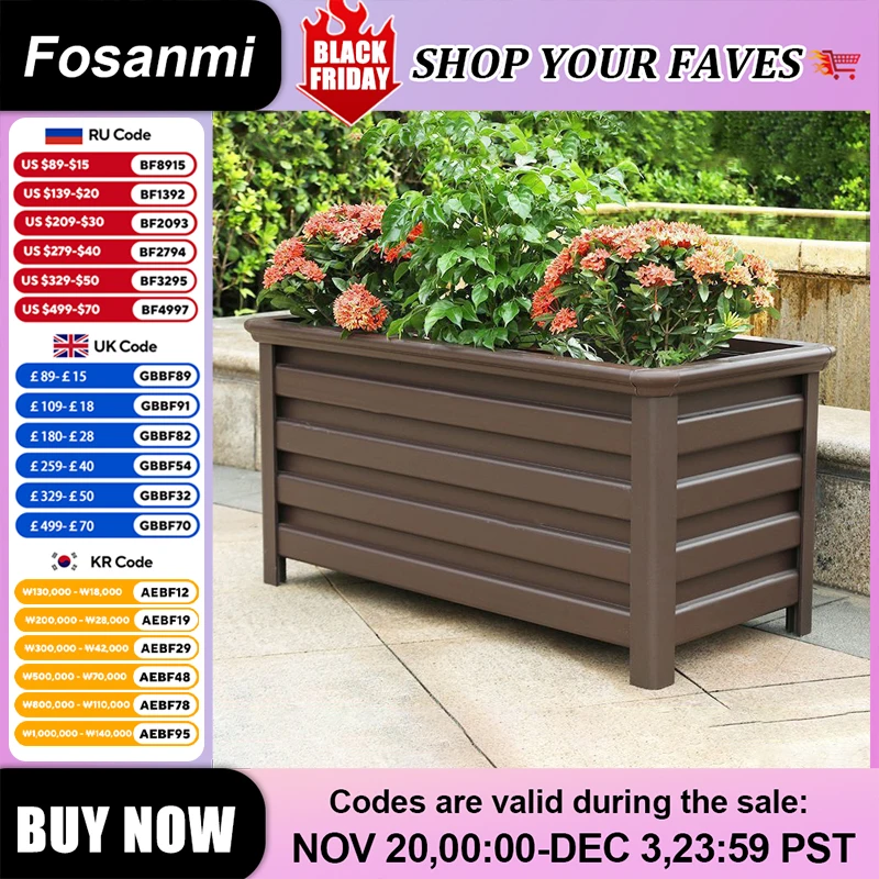 

Aluminum Alloy Flower Box Large Veg Planting Box Assembled Reusable Square Flower Grow Pot Courtyard Planting Planters Equipment