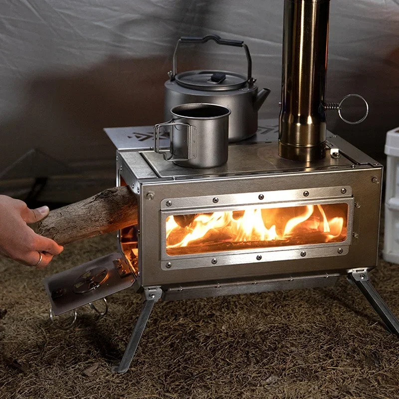 

Camping Tent Stove Wood Burning Stove Stainless Steel Titanium Outdoor Hot Tent Heater Portable Firewood Stove